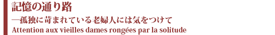 記憶の通り路
―孤独にさいなまれる老婦人に気をつけて
