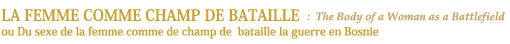 LA FEMME COMME CHAMP DE BATAILLE : The Body of a Woman as a Battlefield : ou Du sexe de la femme comme de champ de bataille la guerre en Bosnie